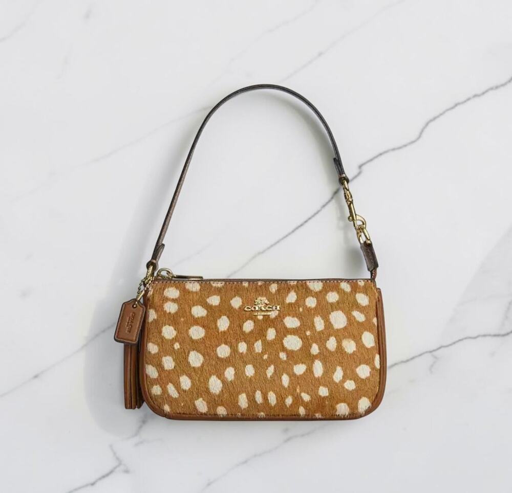 Coach Nolita 19 With Deer Print Shoulder Bag Wristlet Gold/Brown Multi CDW35 NWT